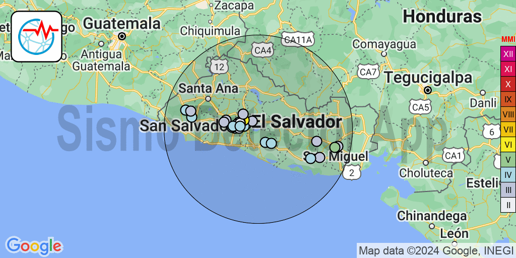 Earthquake at 8km from San Salvador, El Salvador. March 15, 2024 03
